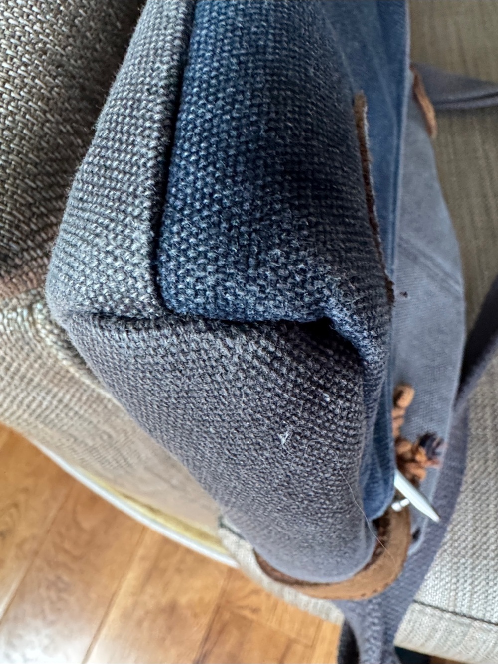Travelon Gray and Blue Canvas Messenger Crossbody - Picture 7 of 7